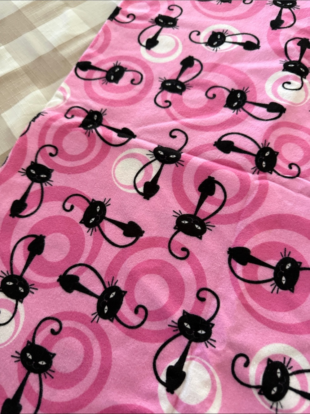 Pink Cat flannel fabric